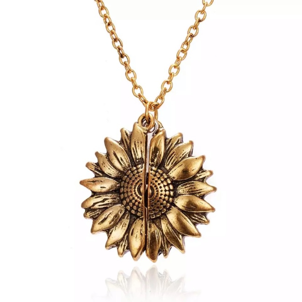 Sunflower Pendant You are my sunshine Long Chain - Picture 2 of 6